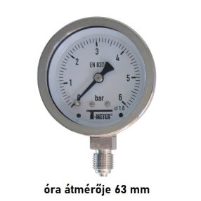   Nyomásmérő óra rozsdamentes D63 radial/alsó BSP1/4" 0-06 bárig