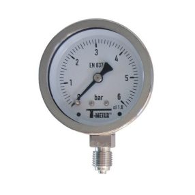   Nyomásmérő óra rozsdamentes D100 radial/alsó BSP1/2" 0-06 bárig
