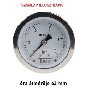   Nyomásmérő óra rozsdamentes D63 axial/hátsó BSP1/4" -1 +1 bárig