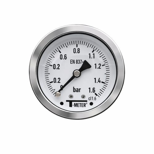 Nyomásmérő óra rozsdamentes D63 axial/hátsó BSP1/4" 0-1,6 bárig