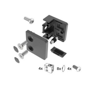 Korlát fekete - Üvegtartó 230P-000 zártszelvényre (06,76mm - 10,76mm üvegig) üvegtámasz alsóperemmel   Korlát fekete - Üvegtartó 230P-000 zártszelvényre (06,76mm - 10,76mm üvegig) üvegtámasz alsóperemmel