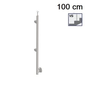 Korlátoszlop - lépcsőhöz - oldal rögzítésű - A/2200-042 üvegbefogóval (balos) - D42.4 csőoszlop (100 cm)    Korlátoszlop - lépcsőhöz - oldal rögzítésű - A/2200-042 üvegbefogóval (balos) - D42.4 csőoszlop (100 cm)