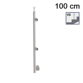Korlátoszlop - lépcsőhöz - oldal rögzítésű - A/2200-042 üvegbefogóval (jobbos) - D42.4 csőoszlop (100 cm)   Korlátoszlop - lépcsőhöz - oldal rögzítésű - A/2200-042 üvegbefogóval (jobbos) - D42.4 csőoszlop (100 cm)