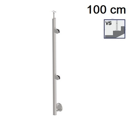 Korlátoszlop - lépcsőhöz - oldal rögzítésű - A/2200-042 üvegbefogóval (jobbos) - D42.4 csőoszlop (100 cm)