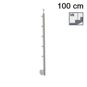 Korlátoszlop - lépcsőhöz - oldal rögzítésű - 5 soros tartóval D42.4 csőoszlop (100 cm)   Korlátoszlop - lépcsőhöz - oldal rögzítésű - 5 soros tartóval D42.4 csőoszlop (100 cm)