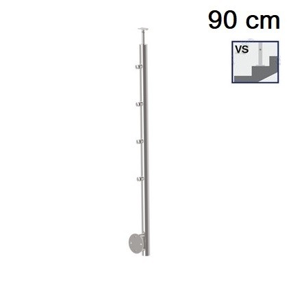 Korlátoszlop - lépcsőhöz - oldal rögzítésű - 4 soros tartóval D42.4 csőoszlop (090 cm)