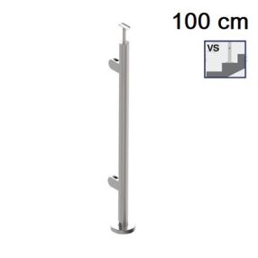 Korlátoszlop - lépcsőhöz - belépőre - A/2200-042 üvegbefogóval (balos) - D42.4 csőoszlop (100cm)   Korlátoszlop - lépcsőhöz - belépőre - A/2200-042 üvegbefogóval (balos) - D42.4 csőoszlop (100cm)
