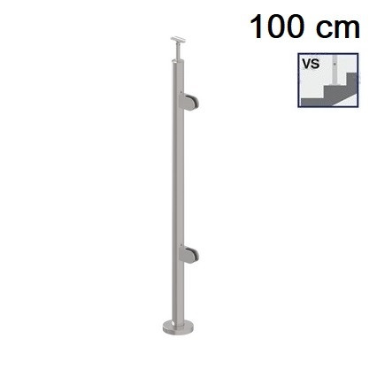 Korlátoszlop - lépcsőhöz - belépőre - A/2200-042 üvegbefogóval (jobbos) - D42.4 csőoszlop (100cm)