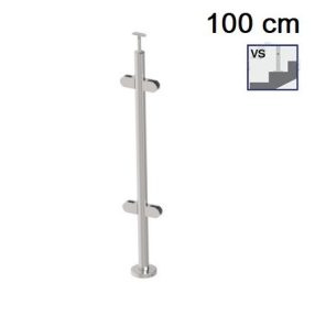 Korlátoszlop - lépcsőhöz - belépőre - A/2200-042 üvegbefogóval (közbenső) - D42.4 csőoszlop (100cm)   Korlátoszlop - lépcsőhöz - belépőre - A/2200-042 üvegbefogóval (közbenső) - D42.4 csőoszlop (100cm)