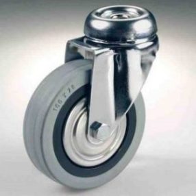   Kerék inox - hátfutatos - önbeálló, szürke gumis 080 kerék