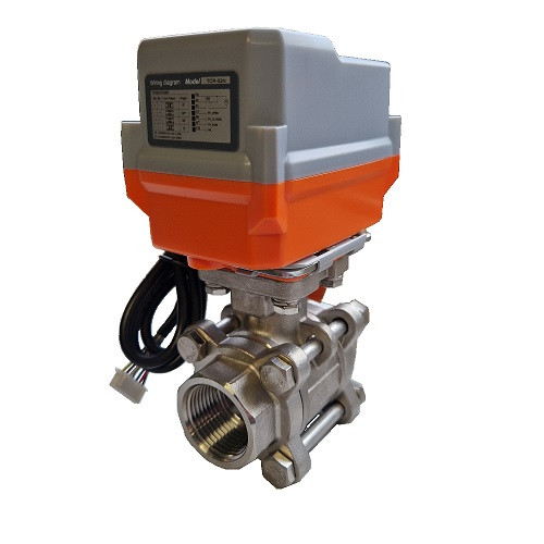 Golyóscsap motoros meghajtással DN025 3 részes menetes 1.4408 Motor IP67 24VDC, 2+2 végáll.