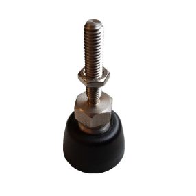 Rozsdamentes gépláb/szintezőláb 06x030+kontra anya, 30mm poliamid talppal+csúszásgátló gumival   Rozsdamentes gépláb/szintezőláb 06x030+kontra anya, 30mm poliamid talppal+csúszásgátló gumival