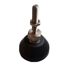 Rozsdamentes gépláb/szintezőláb 06x030+kontra anya, 40mm poliamid talppal+csúszásgátló gumival   Rozsdamentes gépláb/szintezőláb 06x030+kontra anya, 40mm poliamid talppal+csúszásgátló gumival
