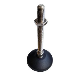 Rozsdamentes gépláb/szintezőláb 08x080+kontra anya, 40mm poliamid talppal+csúszásgátló gumival   Rozsdamentes gépláb/szintezőláb 08x080+kontra anya, 40mm poliamid talppal+csúszásgátló gumival