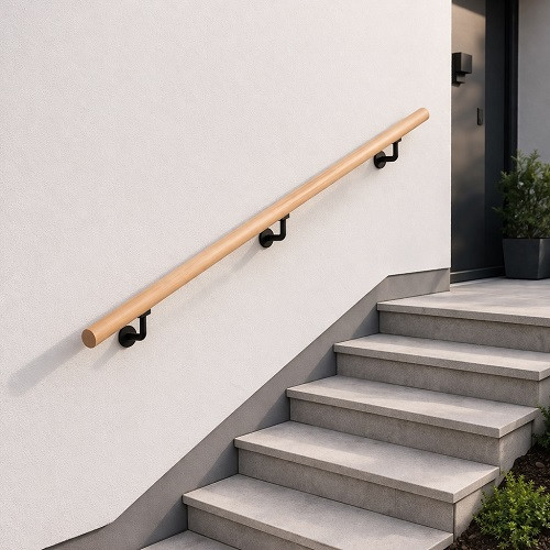 Korlát szett BÜKK fából - Fekete fali kapaszkodó 2.0 méteres D42.4 - WBsz/M-2000-FEK