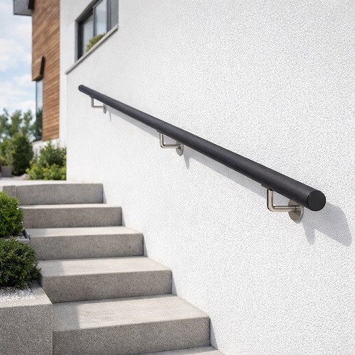 Korlát szett BÜKK fából - Fekete kapaszkodó 3.0 méteres D42.4 - WBsz/M-Black2000-inox